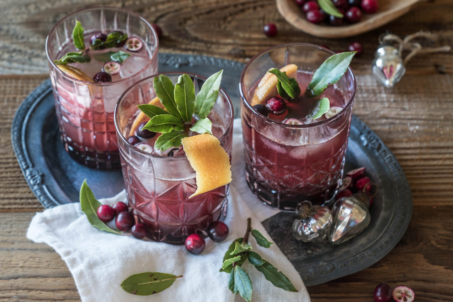 Cranberry Sprizz mit Lorbeer