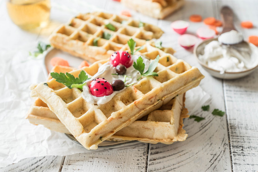 Gemüsewaffeln mit Proteinmehl