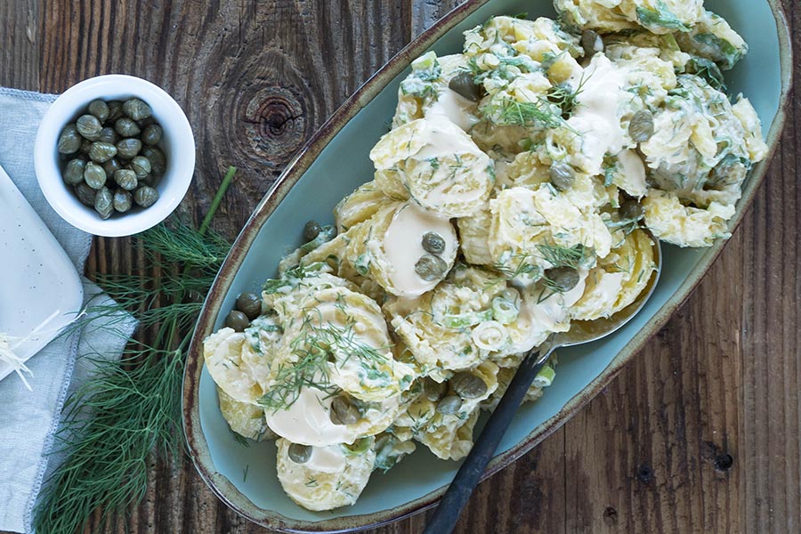 Kartoffelsalat mit veganer Mayo 
