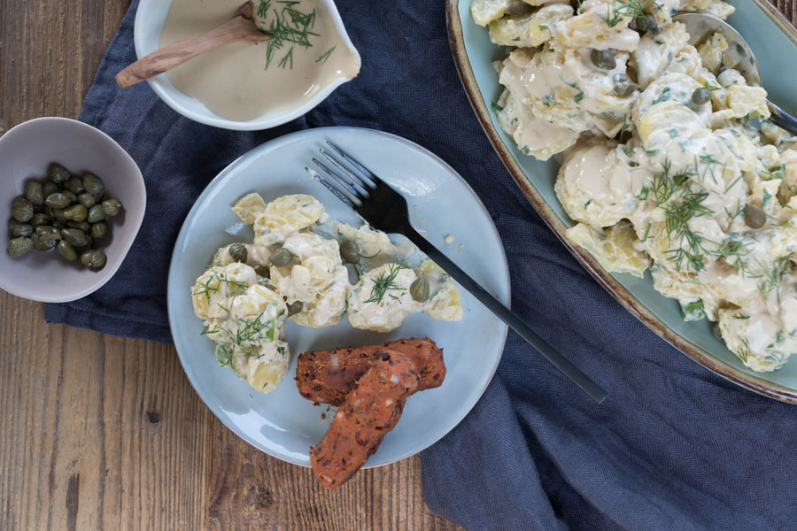 Veggie-Rezept: Cremiger Kartoffelsalat mit veganer Mayo - Jedes Essen zählt