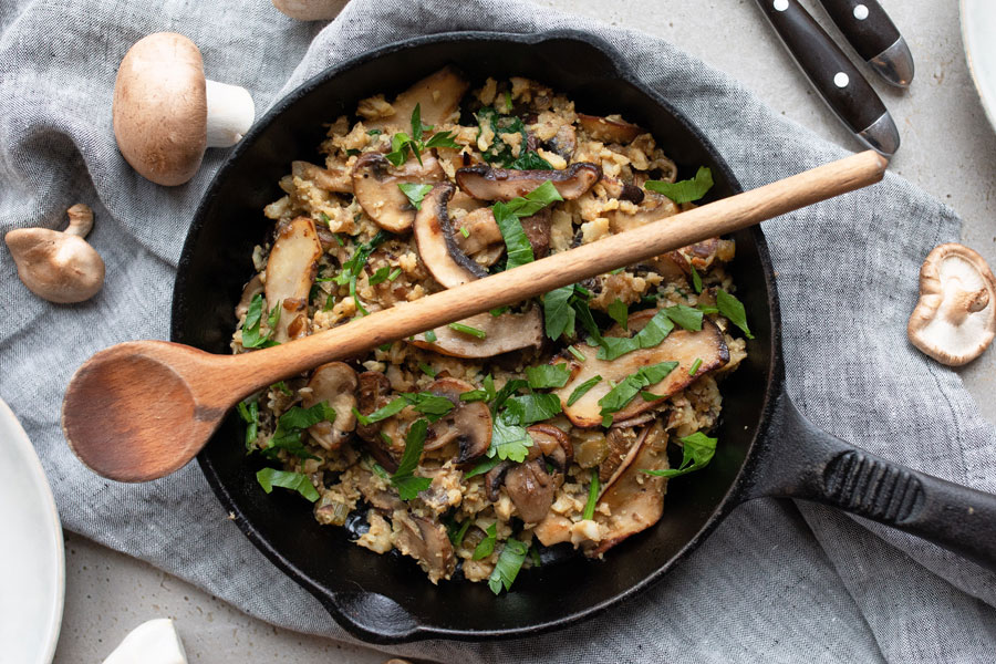 Low Carb Blumenkohlreis Pilz-Pfanne
