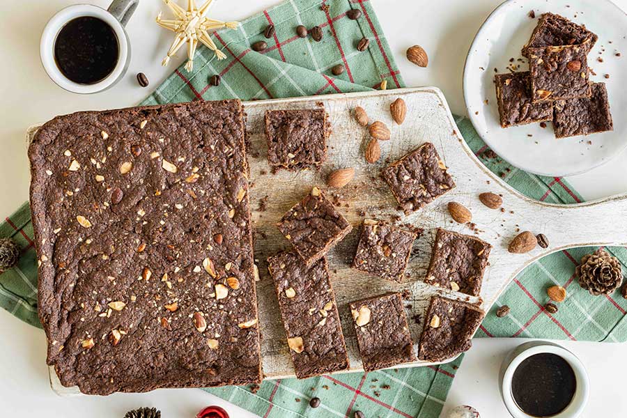 Schoko Shortbread mit gerösteten Mandeln und Espresso